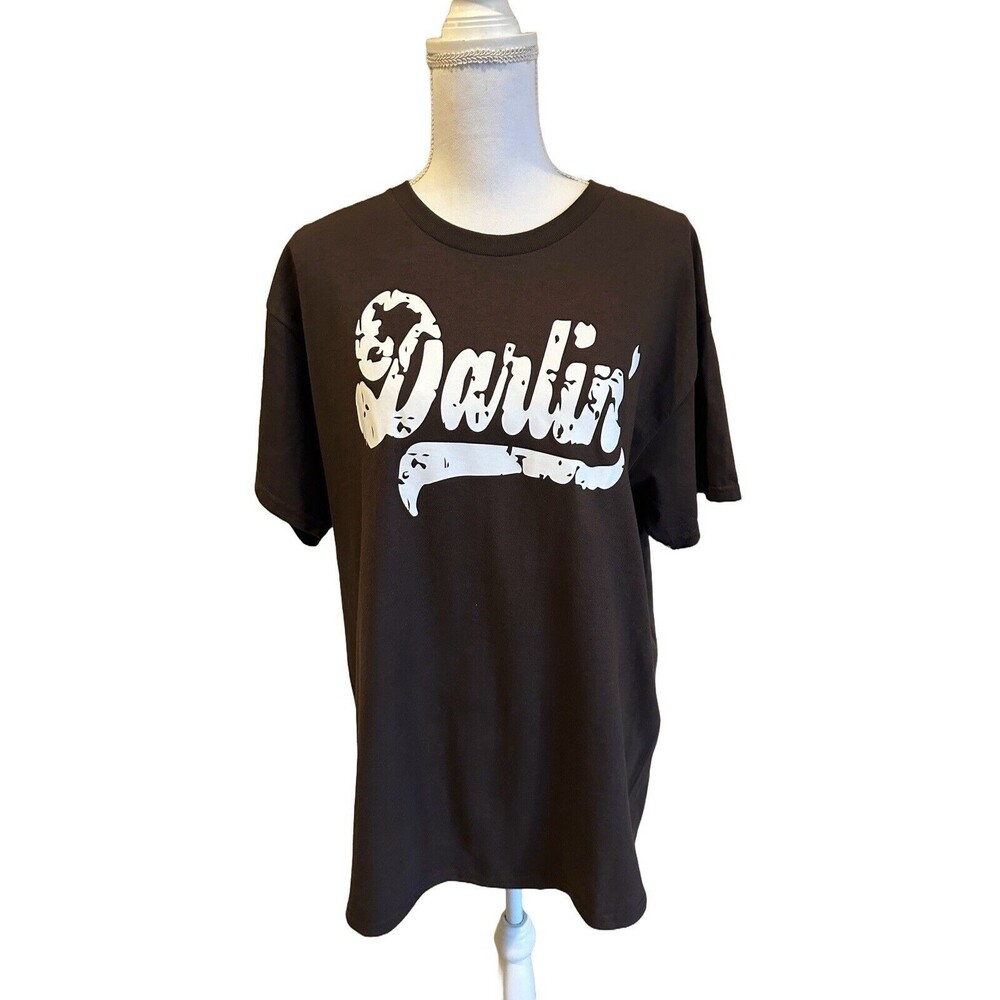 New Darlin' Brown Unisex Adult L  T-Shirt Gildan 100% Cotton Short Sleeve Crew